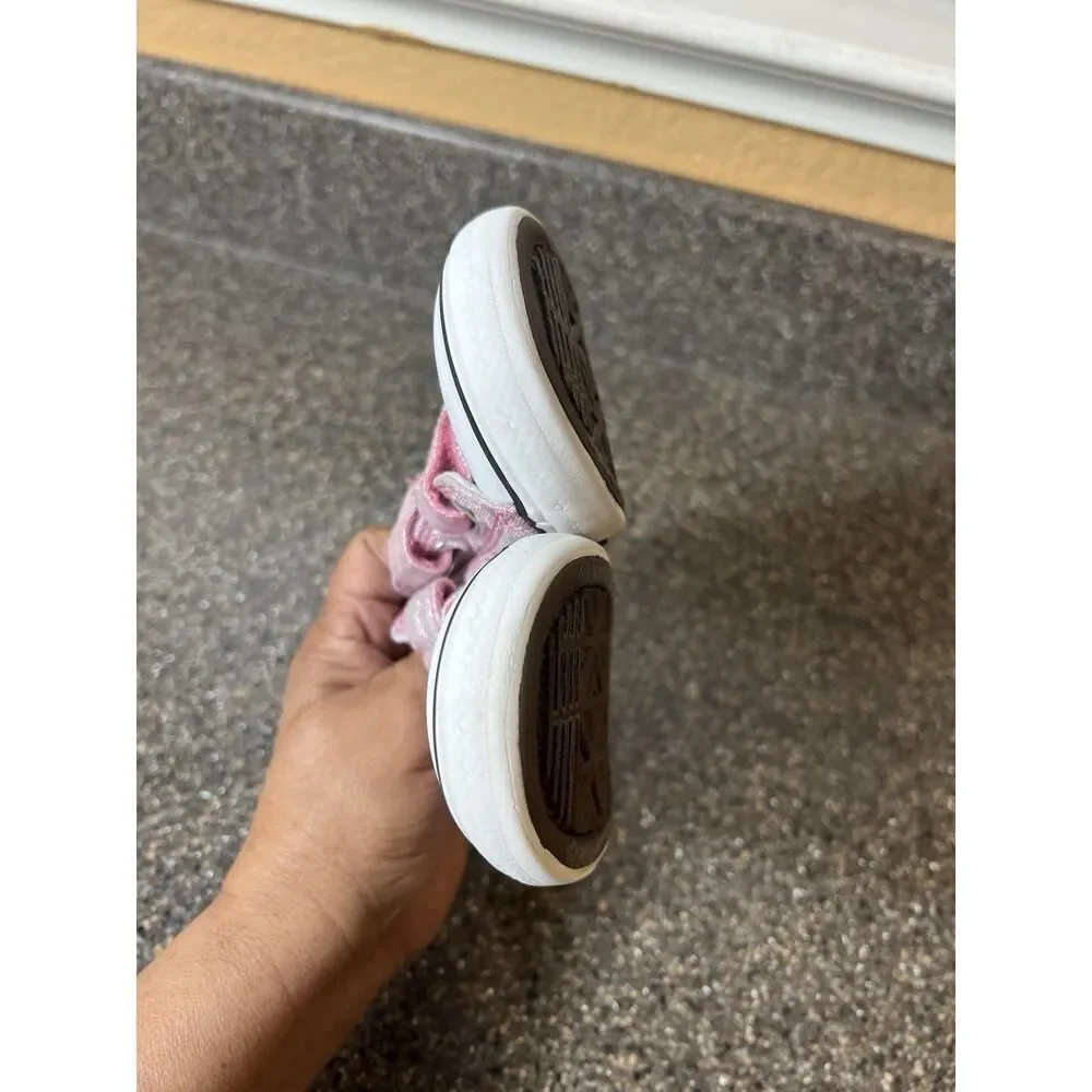 Converse All Star Pink Glitter Canvas Sneaker Toddler Girls Sz 9 Low Top Snap On